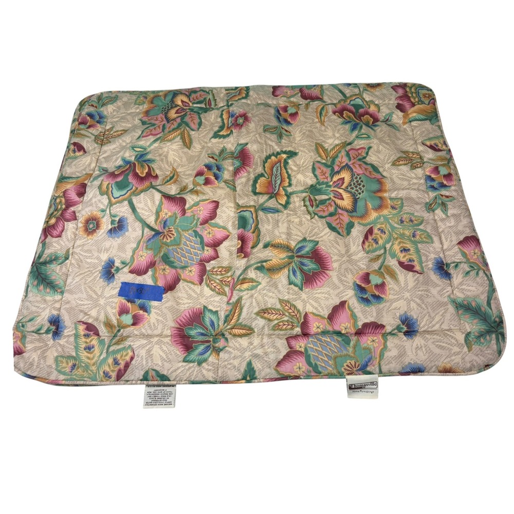 Thomasville 24x30 Tan Pink Floral Quilted Pillow Sham Flange Envelope Trad